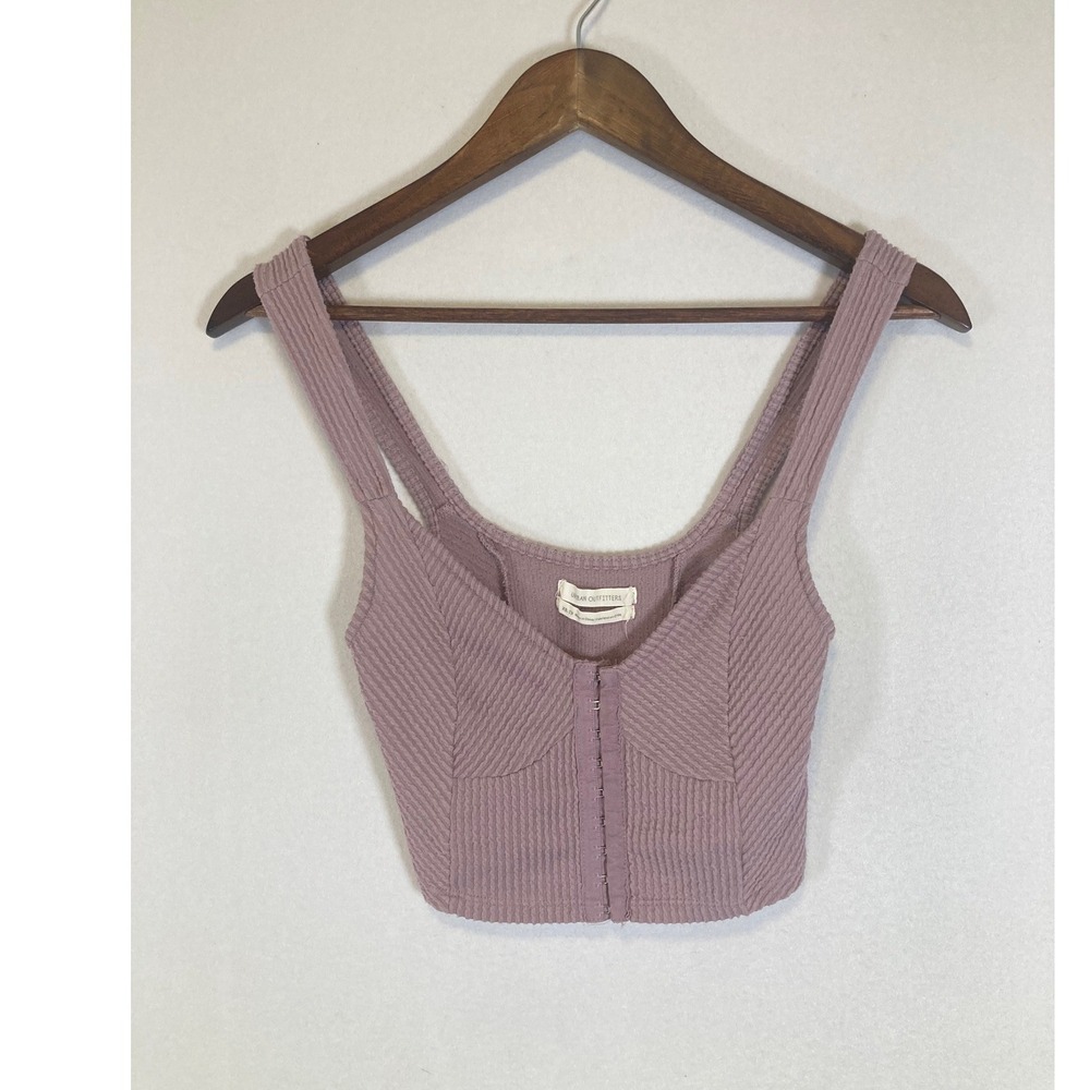 Coquette Urban Outfitters Women XS Mauve Textured Hook Eye Corset Crop Top